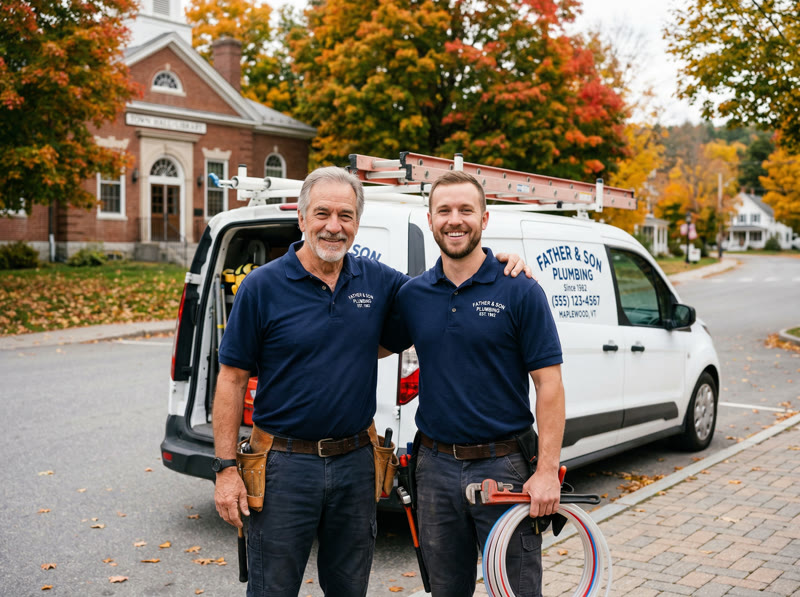 Mike and Joe Beavers, father and son plumbing team in Augusta, Maine